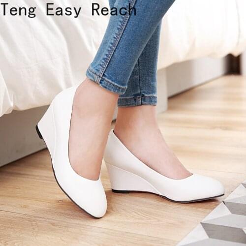 2021 Spring Wedges Women Shoes Heels Pink Black White Office Party Wedding Shoe Casual Women Pumps zapatos mujer