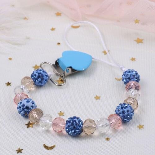 3Pcs/Lot Bling Bling Baby Pacifier Holder Clips Pearl Beads Pacifier Chain Attache Sucette Nipple Holder Strap
