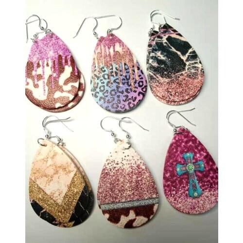 30pairs lot New Layered Flat Leather Earrings for Women Bohemian Vintage Teardrop Dangle Earrings Fashion Jewelry