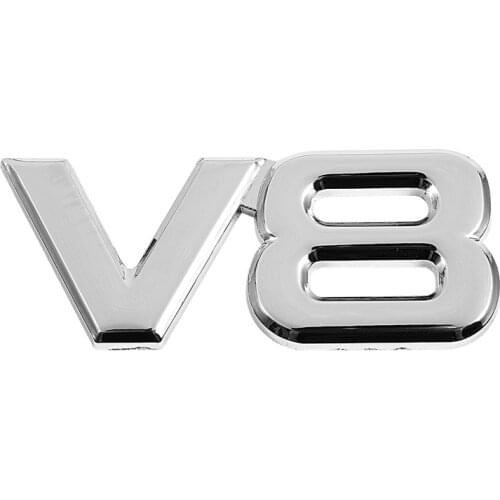 3D Silver Auto Motor V8 Car Rear Emblem Decal Badge Sticker 7.5x3.5cm