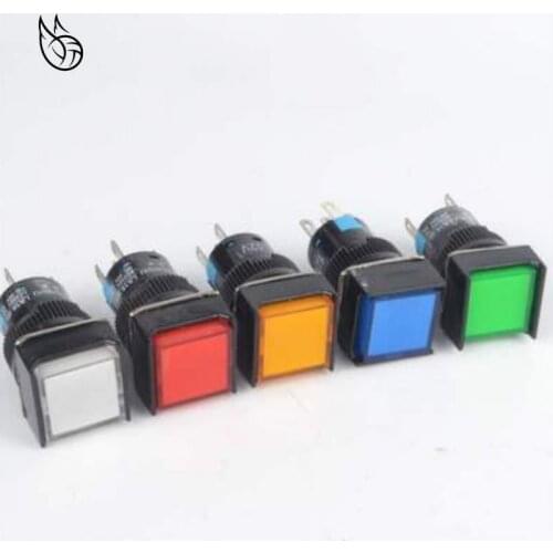 5v 12V 24V 220v 16mm push button switch LED lamp 5pin square button switch 3 years warranty