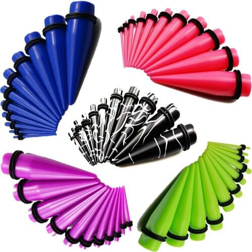 18pcs 12 Colors Acrylic Ear Plug Taper Kit Gauges Expander Stretcher Stretching Piercing14g--00g