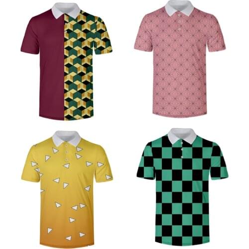 Anime Demon Slayer Kimetsu No Yaiba Tanjiro Kamado Nezuko Cosplay Costumes Polo Shirt Plus Size 4xl 3D Print Polo For Men CS130