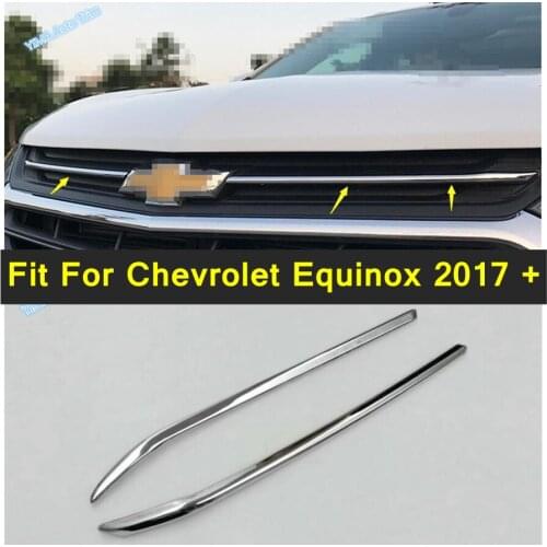 Lapetus Auto Styling Front Face Grille Grill Decoration Strip Cover Trim 2 Pcs Fit For Chevrolet Equinox 2017 - 2020 / ABS