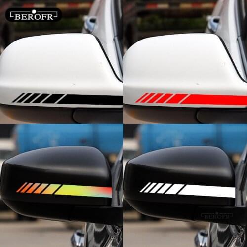 Car Rearview Mirror Side Stripes Sticker Sports For Renault Clio Megane Duster Captur Trafic Sandero Dacia Kwid Logan 2PCS