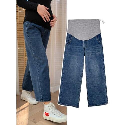 Pregnant Womens Pants In Spring Wear Trousers Loose Pregnant Womens Jeans To Support Belly Wide Leggings Nine Tide Mother