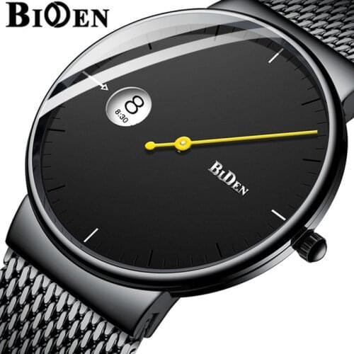 BIDEN Men Quartz Watch Simple Ultra-thin Business Unique Watches For Male Waterproof Clocks Gifts relojes para hombre