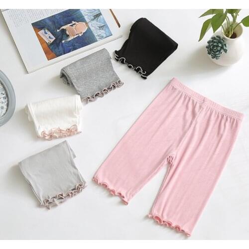 Girls Modal Knee Length Leggings Summer New Style Childrens Thin Elastic Waist Solid Colour Pants WTP07