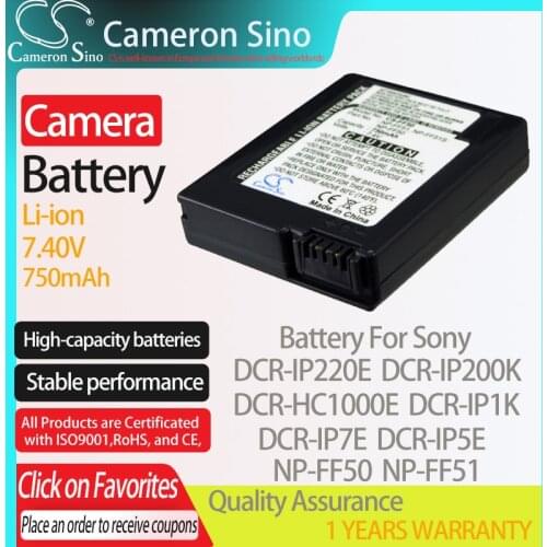 CameronSino Battery for Sony DCR-IP220E DCR-IP200K DCR-HC1000E DCR-IP1K DCR-IP7E fits Sony NP-FF50 Digital camera Batteries