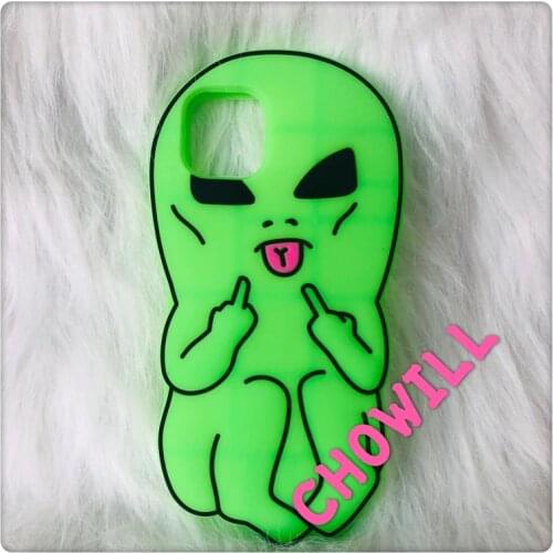 Alien Green Silicone Phone Case For iPhone12 11 Xs max 8Plus SE2020 7plus XR 6S Soft Cover Skinny Capa Protection