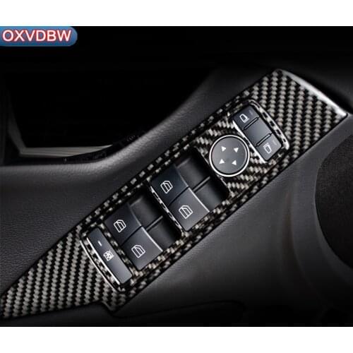 For mercedes W204 C class LHD RHD car interior decoration Carbon Fiber Window Lifter Switch Control Panel Stickers accessories