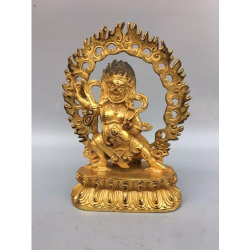 Home Decor 7" Tibet Buddhism Old Bronze Gilt Vajra Bodhisattva Buddha statue Vajradhara Enshrine the Buddha