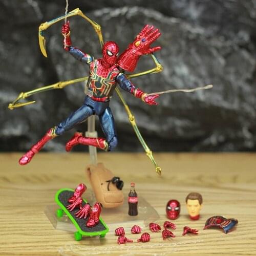 The Avengers Mafex Spider-Man Iron Man Superhero Figure Model Toys All Joints Are Movable Anime Character Decoration