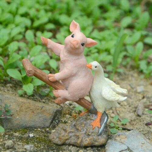 Idyllic Country Piggy Chicken Duck Figurines Flower Pot Bonsai Landscaping Micro Desktop Ornaments Fairy Tale Garden Decoration