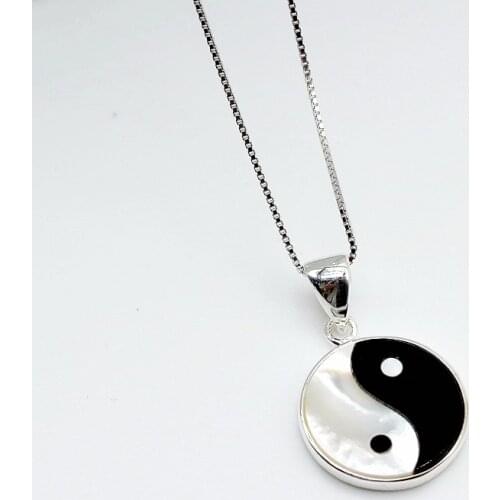 Yin Yang Silver Pendant Necklace, Sterling Silver Necklace, Personalized Pendant, Female Jewelry, Children Gift, Free Shipping