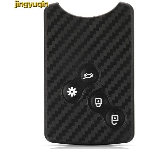 Jingyuqin Remote Car Key Carbon Silicone Case Cover For Renault Megane Laguna Scenic III Fluence I Clio IV Kaptur Koleos 4BTNS