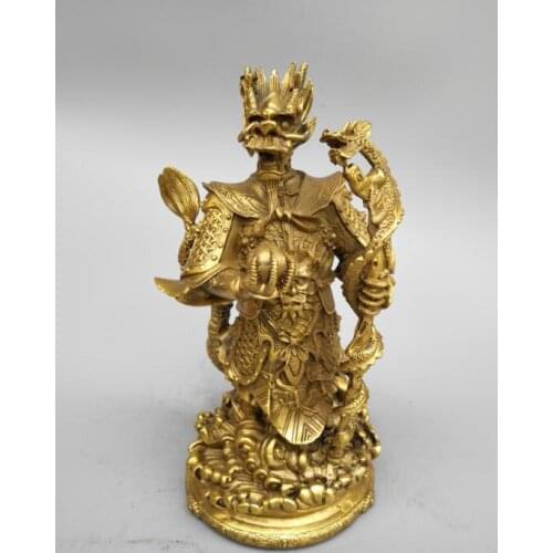 Chinas Seiko carving pure brass east sea dragon king statue