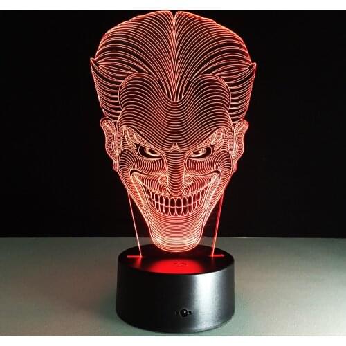 Halloween Kids Gift Jack Smile Face 3D Lamp Movie Character Laughing Joker Desk LED Lamp with 7 Color Night Light Drop Shipping