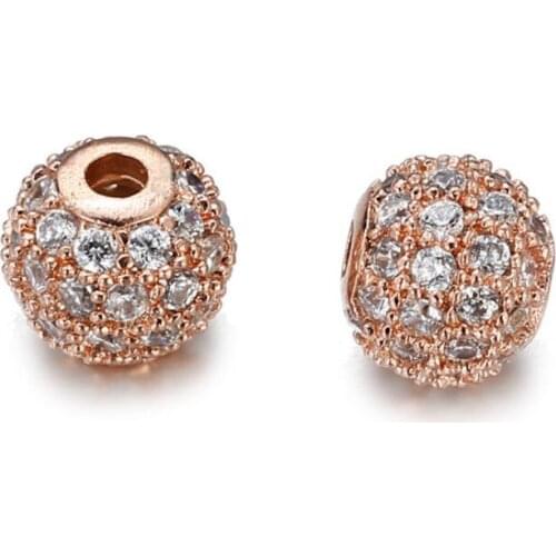 8mm Round micro pave cz cubic zirconia spacer beads Brass Copper Metal Crystal bracelet necklace hd242d Jewelry Findings