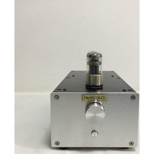 IWISTAO Tube Preamplifier Pure HIFI Whole Aluminum Casing 6N8P Voltage Amplification 6Z5P Rectifier Silver Panel Black Chassis