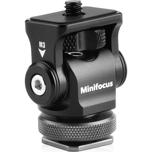 MINIFOCUS 180 Degree Tilt Arm Bracket Rotary Mini Hot Shoe Stand Monitor Mount Base Adapter 1/4'' Inch Screw for DSLR Camera Mic