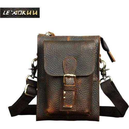 Fashion Leather Multifunction 8" Cross-body Messenger Bag Design Travel Hook Belt Waist Pack Pouch Cigarette Phone Case 6402r