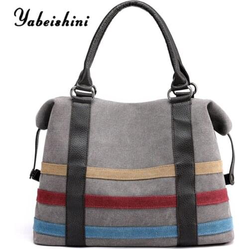 Fashion women canvas bag Color bar tote Travel bag women Crossbody bag Casual Shoulder Bags Sac a main femme Canvas shopping bag