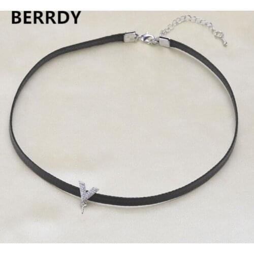 925 Silver Fashion Pearl Necklace Mounting, Black Choker Classic Necklace Settings Rock Jewelry Parts Fittings Charm Accessories