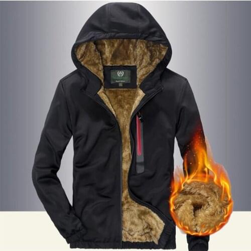 Men Outdoor Winter Thermal Jacket Windproof Plus Velvet Thicken Warm Coats Windbreaker Climbing Hiking Padded Hooded Jackets