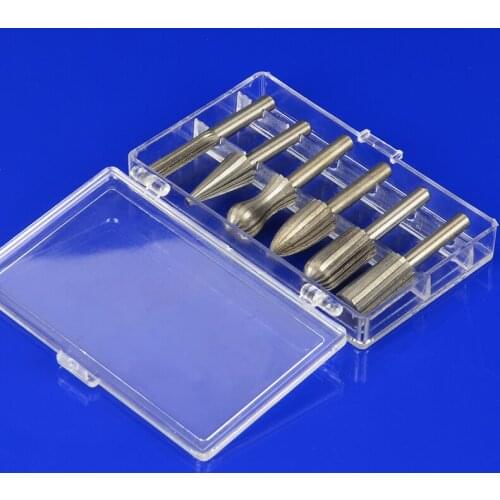 6in1 6*13mm Carbide Engraving Bit Cutter Burr Shank Wood Carving Rotary Tools Milling Cutter Hss Carbide Cutter Rotary File Set