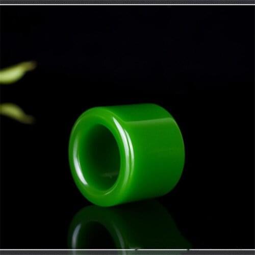 Natural Green Hand-carved Jade Plate Finger Fashion Boutique Jewelry Men and Women Ring Chain Gift Accessories