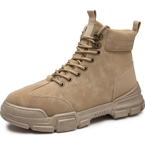 2020 Autumn New Mens Martin Boots Fashion All-match Desert Tooling Shoes Mens High-top Casual Mens Boots