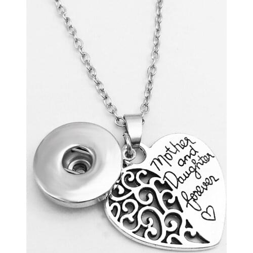 Mother and daughter LOVE 18mm 12mm snap button Necklace NK5923