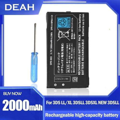 1-10PCS 2000mAh 3.7V Rechargeable Lithium Battery Pack For Nintendo 3DS LL/XL + Tool Pack Kit Screwdriver Replacement Battery