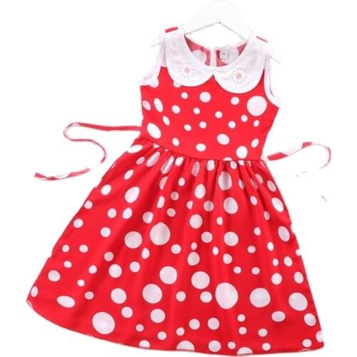 2021New Baby Girls Dresses Kids Pure cotton Sleeveless Print Doll collar A-line Dress Summer Princess Dresses for Girls 3-8Y