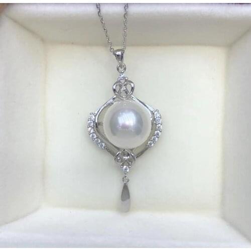 Nice Quality 925 Sterling Silver Pendant Base Settings Mountings Findings Parts for Pearl Coral Jade Beads Stones Crystal