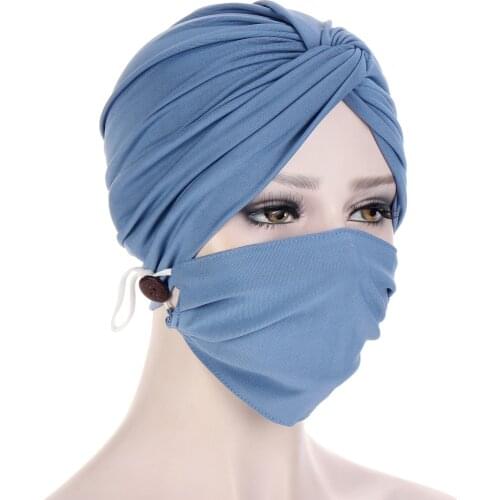 Casual Women Turban Head Wrap Hat With Button Headwear Headscarf Bonnet Inner Hijabs Cap Muslim Hijab Chemo Hats Turbantes Caps