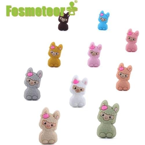 Fosmeteor 5pcs Silicone Sheep Bead Teether Baby Cute Cartoon Chewable Pacifier For DIY Smoothing Teething Accessories BPA Free