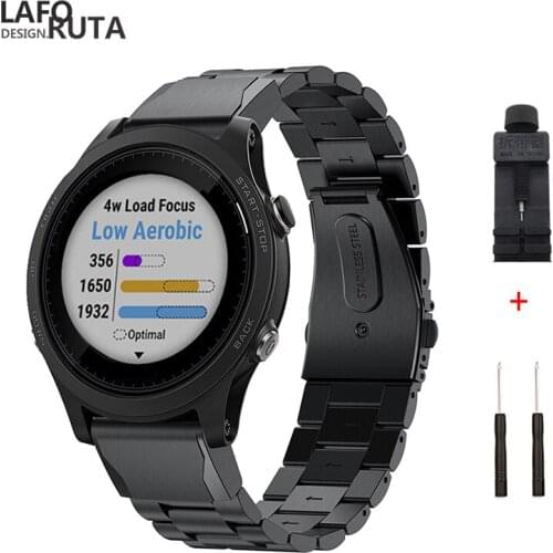 Laforuta 22mm Quick Fit Forerunner 945 Metal Stainless Steel Watch Band Strap for Garmin Forerunner 935 Fenix 5 5Plus Wristband