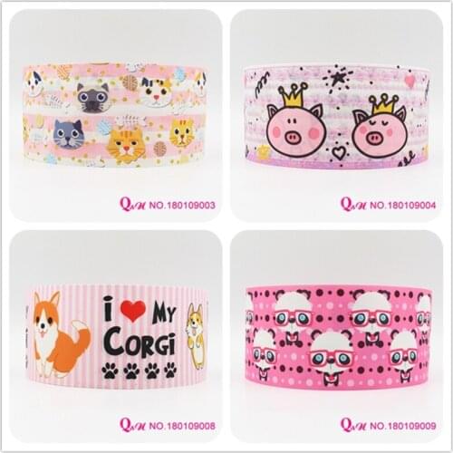 Q&N ribbon 16mm 22mm 25mm 38mm 50mm 75mm animal printed grosgrain ribbon webbing 50yards/roll for hair tie free shipping