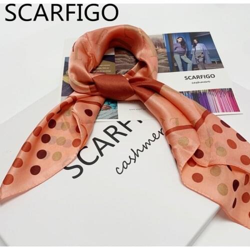 SCARFIGO 85*85cm 100%Silk Orange Color Square Silk Scarves hijab Women Fashion Shawls Bag Accessories