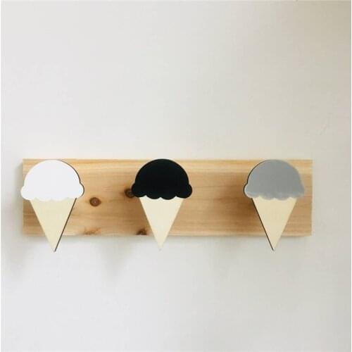 Nordic Wooden Ice-Cream/Tent Hooks Rail For Kids Room Wall Decorative Eco-friendly Hanger Hook For Hook For Kids Christmas Gifts