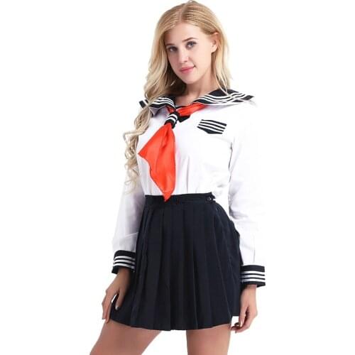 Sexy Babydoll Lingerie Women School Girl Sexy Costumes Outfits Plaid Skirt Set Student Cosplay Sailor Uniform Japanese Role Play