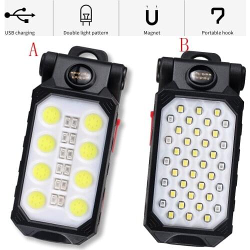 4 Modes LED Work Light T6+COB Flashlight Lantern Built-in USB Charge Battery Camping Torch Working Emergency Light Dropship