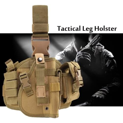 Right Hand Tactical Hunting Leg Holster Military Airsoft Pistol Gun Drop Thigh Holsters Pouches Adjustable Magic Strap Leg Bag