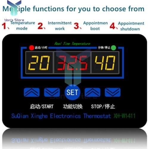 XH-W1411 Thermostat LED Digital Temperature Controller AC 110V 220V 10A DC 12V Switch Thermometer Smart Temperature Regulator