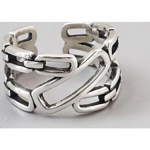 Vintage Silver Color Irregular Hollow Rings for Women Wedding Adjustable Antique Statement Rings Anillos