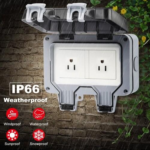 Waterproof Socket Wall Outside Outlets Switched US Socket Covers 15A Outdoor Wall Weatherproof Plug Socket Box for Garden D30
