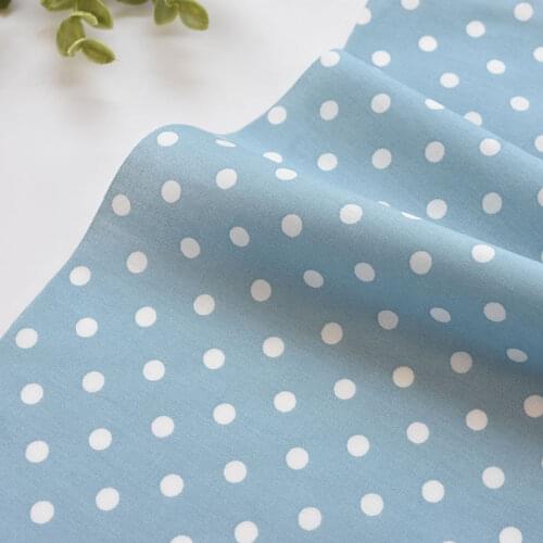 1meter 100% cotton Blue wave point printing fabric for Childrens skirt dress DIY Summer clothes bag handwork fabric art XMT