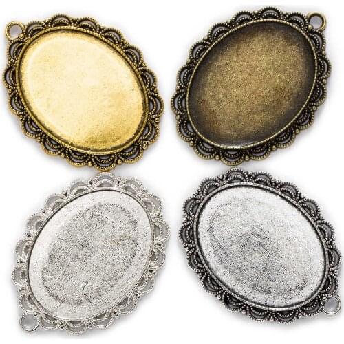 1 Piece Oval Flower Lace Cameo Cabochon Base Settings Charms Pendants Jewelry Making 54x40mm(Fit 40x30mm)